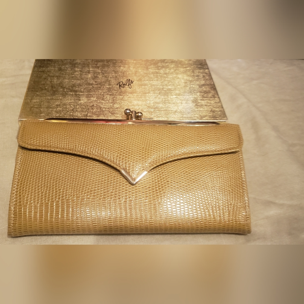 Rolfs Vintage Lizard Cowhide Wallet in box.